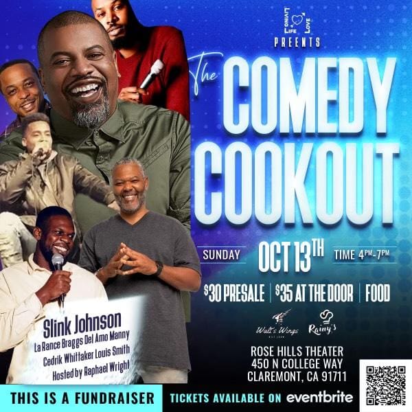 A poster of the comedy cookout with a picture of black individuals.