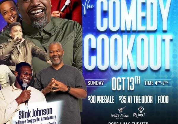 A poster of the comedy cookout with a picture of black individuals.